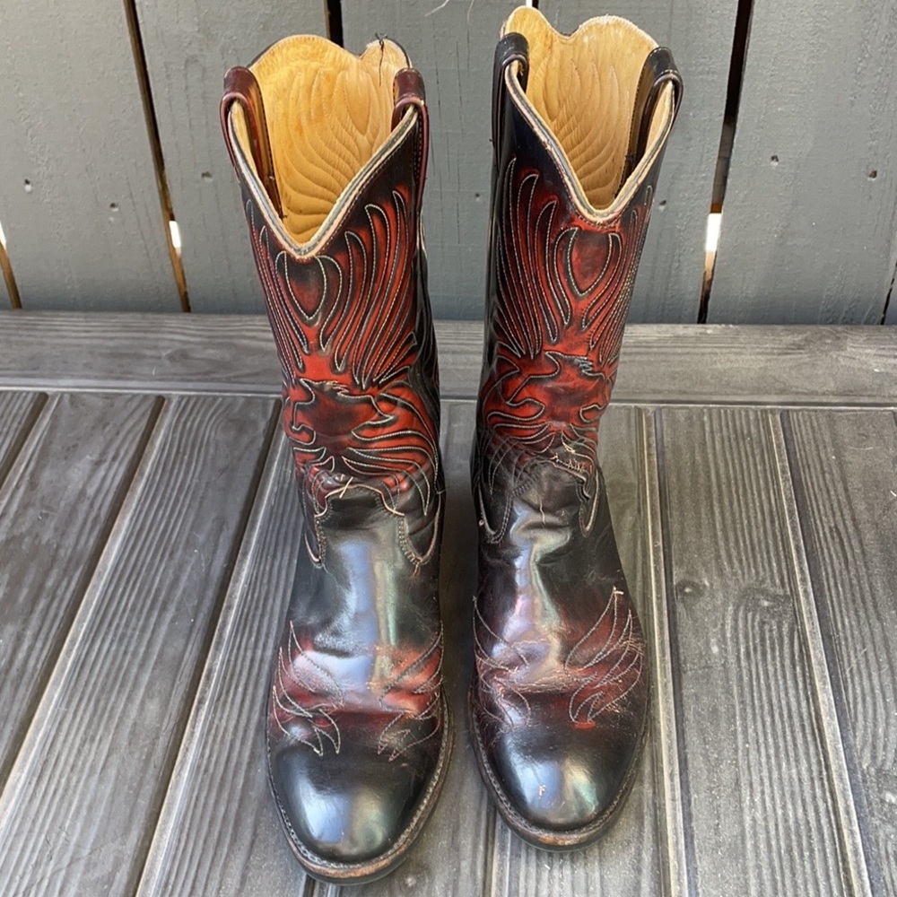 Vintage Iron Age Steel Toed Cowboy Western Motorcycle Boots - Size 9.5 E